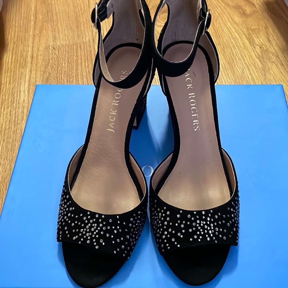 Jack Rogers Maxine embellished suede heel